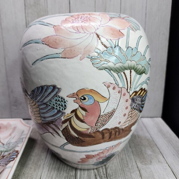 Vintage Chinese Dynasty by Heygill HFP Jar & Plate Painted Decorative Macau - Picture 4 of 12